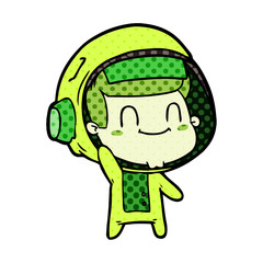 happy cartoon astronaut man