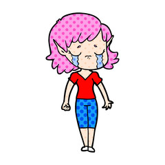crying cartoon elf girl