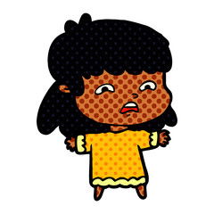 cartoon worried woman