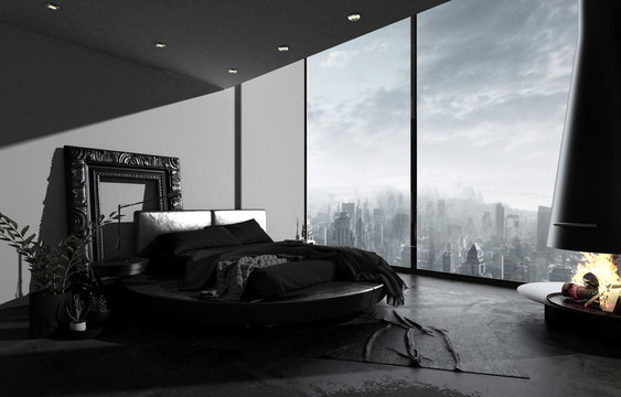 Penthouse Bedroom With Wide View To Downtown