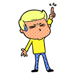cartoon man sweating