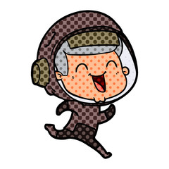 happy cartoon astronaut
