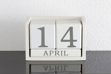 White block calendar present date 14 and month April