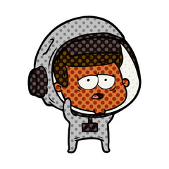 cartoon tired astronaut