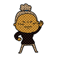 cartoon annoyed old lady