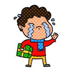 Fototapeta premium cartoon man crying