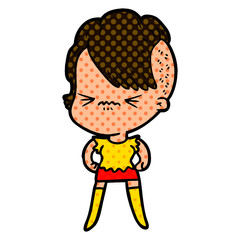 cartoon annoyed hipster girl