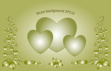 Decorative monochrome floral hearts. EPS10 vector illustration