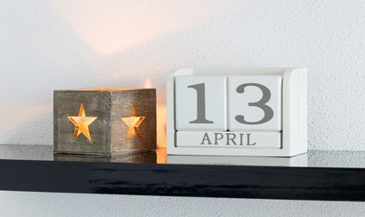 White block calendar present date 13 and month April