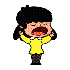 cartoon woman talking loudly