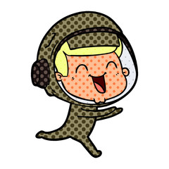 happy cartoon astronaut