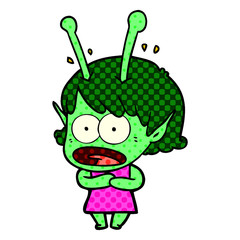 cartoon shocked alien girl
