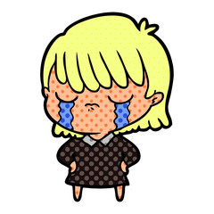cartoon woman crying