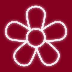 A picture of a flower. Icon with the effect of neon glow. The symbol of the Chinese new year.