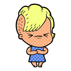 cartoon annoyed hipster girl