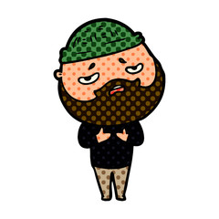 cartoon worried man with beard