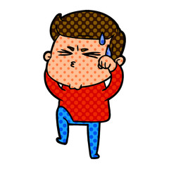 cartoon man sweating