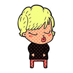 cartoon woman with eyes shut