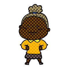 cartoon annoyed old lady