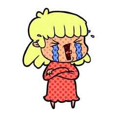 cartoon woman in tears