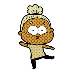 cartoon happy old woman