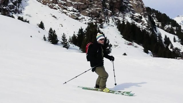 Esquiador, cámara lenta