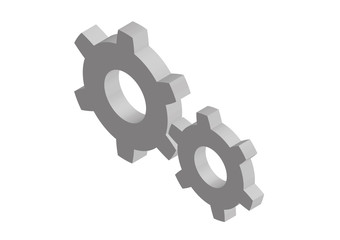 Two isometric cogwheels. Vector illustration