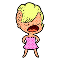cartoon cool hipster girl talking
