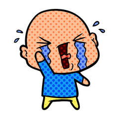 cartoon crying bald man