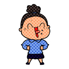 cartoon happy old woman