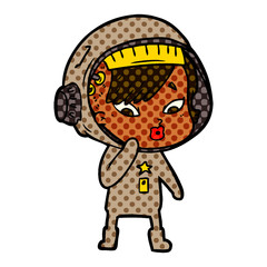 cartoon astronaut woman