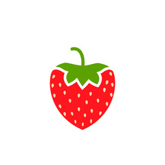 Strawberry Flat Vector. Red strawberry berry flat icon with inscription colorful vector illustration of eco food isolated on white.