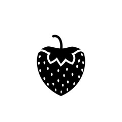 Strawberry Flat Vector. Red strawberry berry flat icon with inscription colorful vector illustration of eco food isolated on white.