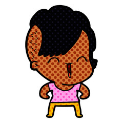 cartoon happy hipster girl