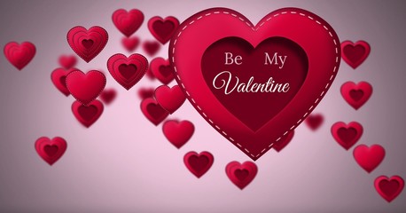 Be my Valentine text and Stitched Valentines Heart