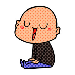 happy cartoon bald man