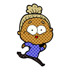 cartoon happy old woman