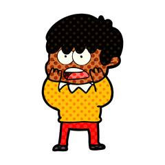 worried cartoon boy