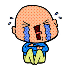 cartoon crying bald man
