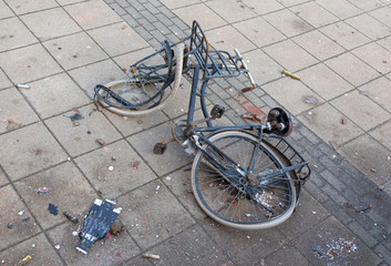 Broken bicycle in the dutch streets