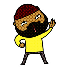 cartoon happy bearded man