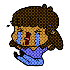 cartoon woman in tears