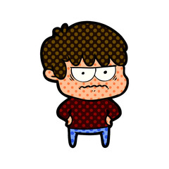 annoyed cartoon boy