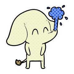 cute cartoon elephant spouting water