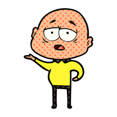 cartoon tired bald man