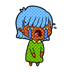 cartoon girl crying