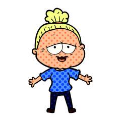 cartoon happy old lady
