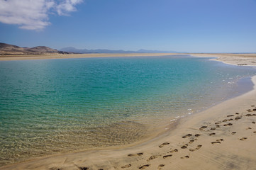 Fototapeta na wymiar Canary Islands, Spain Sotavento Beach in Fuerteventura,