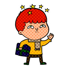 cartoon amazed boy