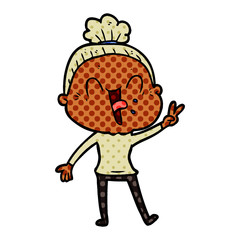 cartoon happy old woman